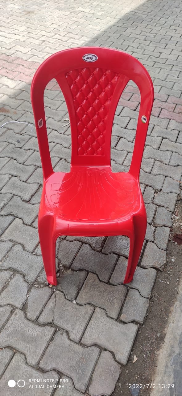 Red Plastic Armless Chair Chairs
